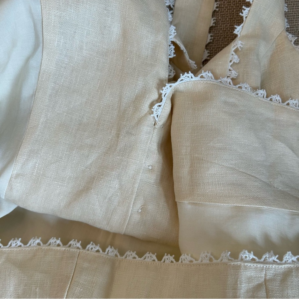 BEST Reformation Viola Linen Top Sugar Cream Light Beige Spring French Causal - Picture 10 of 14